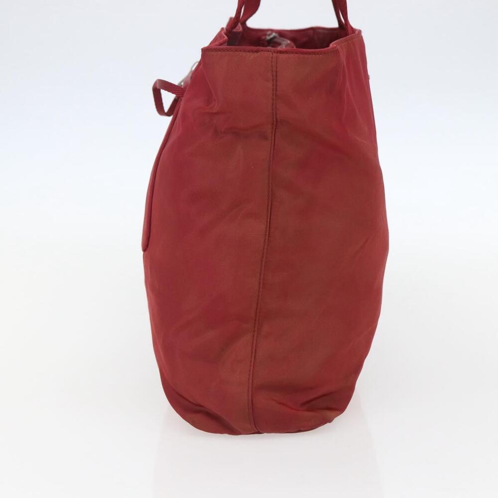 PRADA Tote Bag Nylon Red Silver Auth 156926 - Picture 3 of 16
